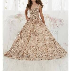 NEW TIFFANY PRINCESS girls ball gown skirt dress in gold